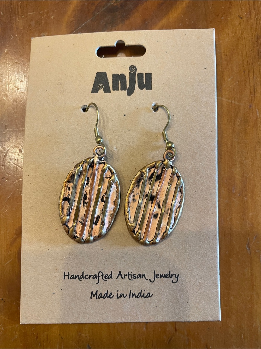 Anju Handcrafted Copper-Tone Oval Drop Earrings